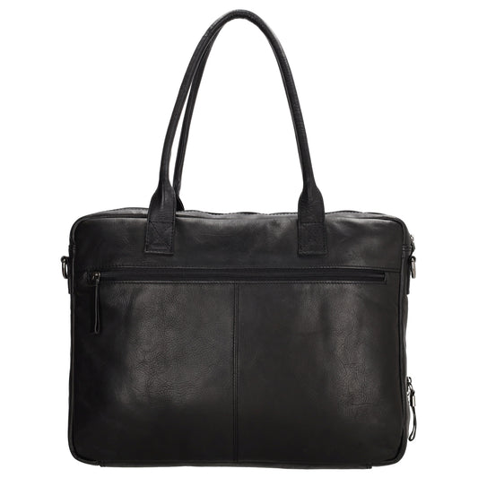 Businesstasche|Ledertasche 40x30cm mit Vortasche in Schwarz