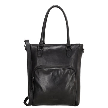 Shopper 35 x 43cm in Schwarz aus Leder mit Reißverschluss