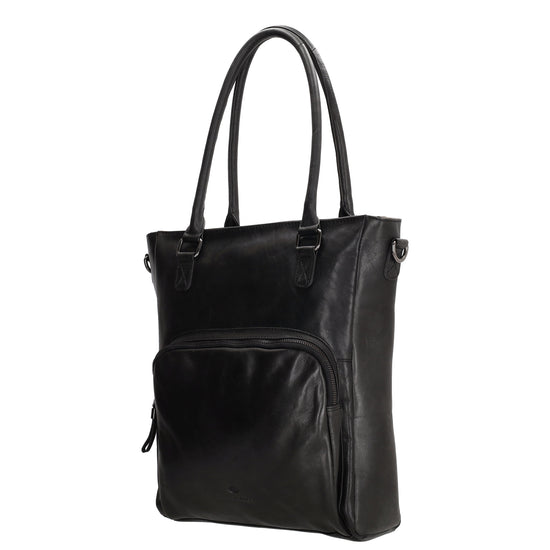 Shopper 35 x 43cm in Schwarz aus Leder mit Reißverschluss - leder-accessoires.com