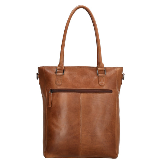 Shopper 35 x 43cm in Cognac aus Leder mit Reißverschluss