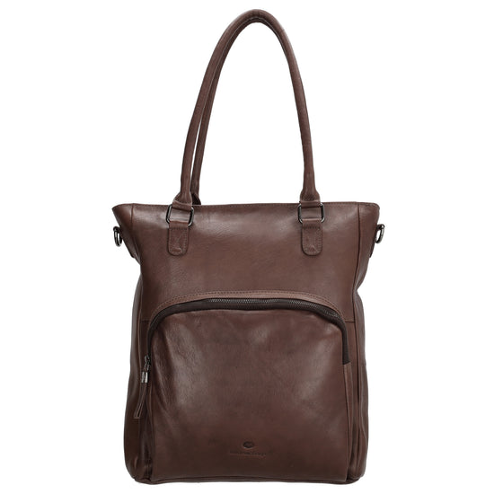 Shopper 35 x 43cm in Braun aus Leder mit Reißverschluss - leder-accessoires.com