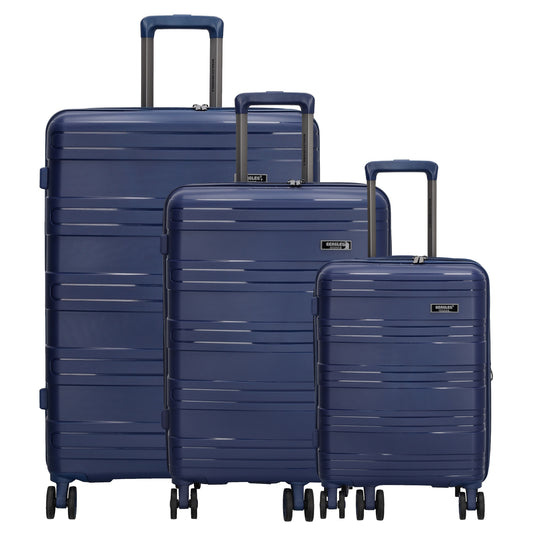 Reisetrolley-Set in Blau|Marine mit 4-Rad aus PP - leder-accessoires.com