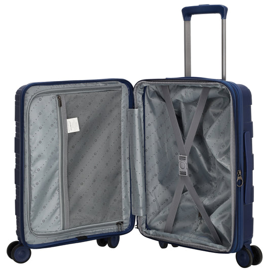 Reisetrolley|Handgepäck in Blau|Marine mit 4-Rad aus PP - leder-accessoires.com