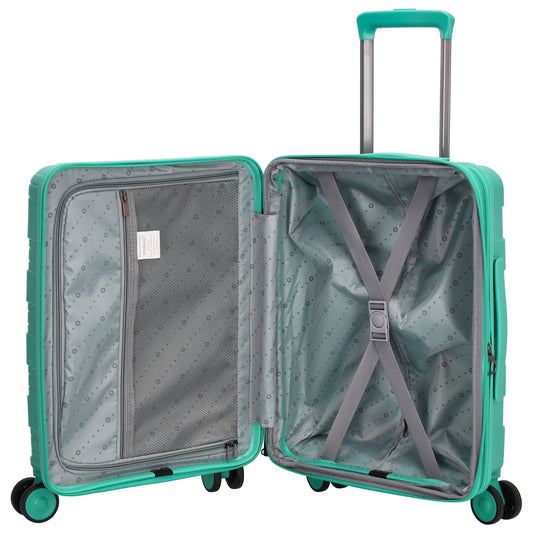 Reisetrolley|Handgepäck in Türkis mit 4-Rad aus PP - leder-accessoires.com