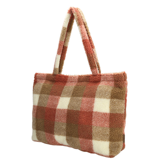 Teddytasche 60x36cm in Rot|Beige Karo