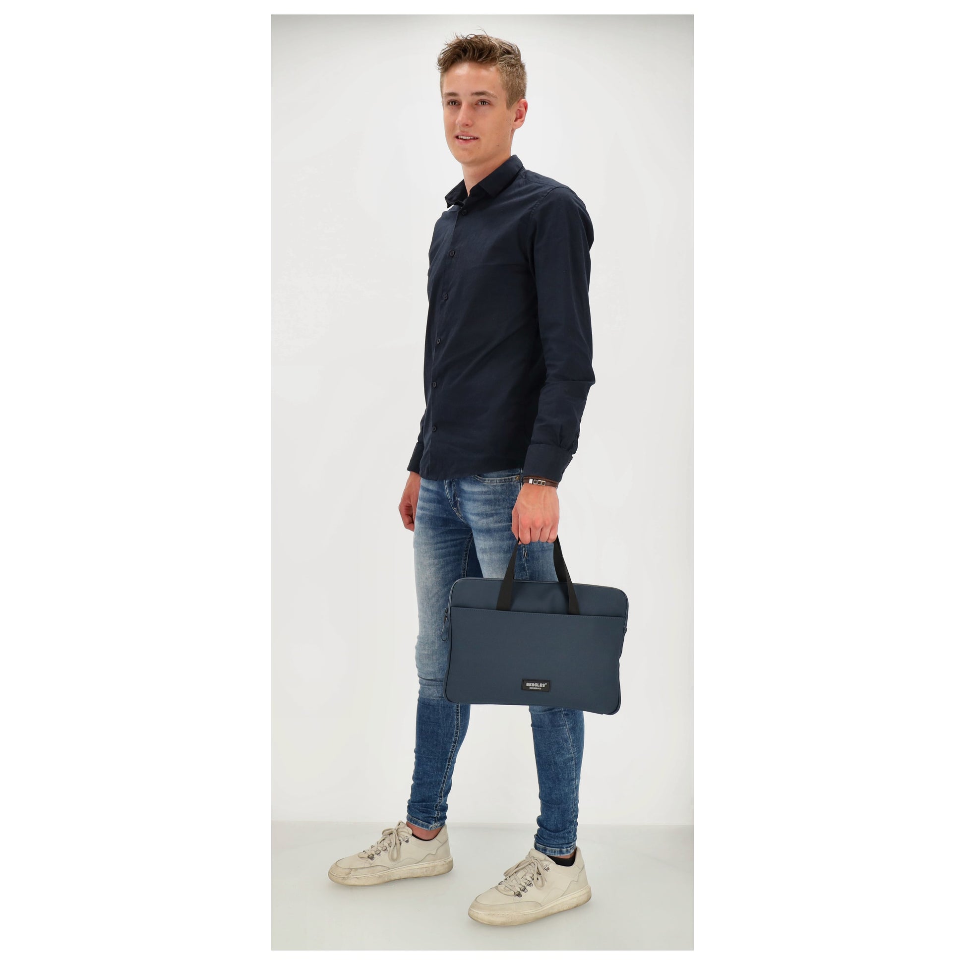 Businesstasche 34,5 x 24cm in Blau|Marine aus Polyester mit Reißverschluss - leder-accessoires.com