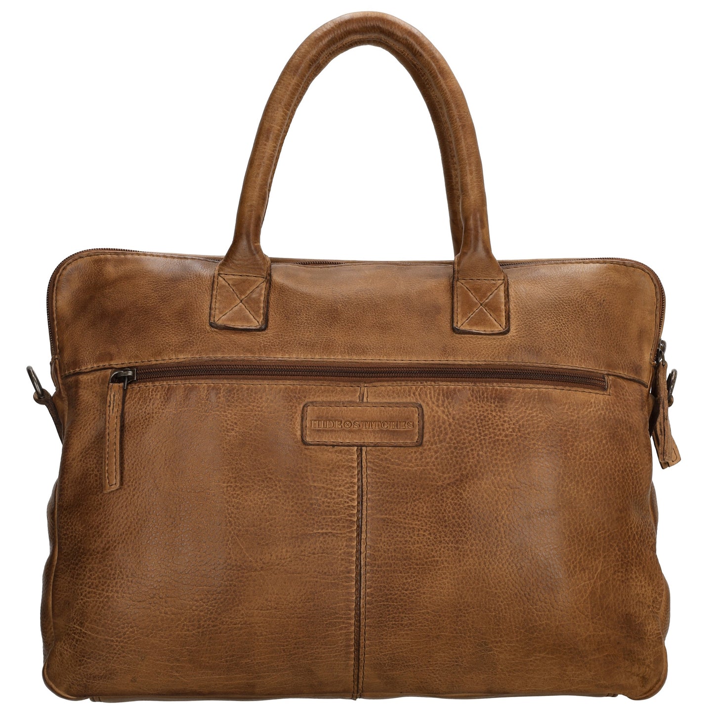 Businesstasche| Messenger Bag 38,5 x 28cm in Cognac mit Vortasche