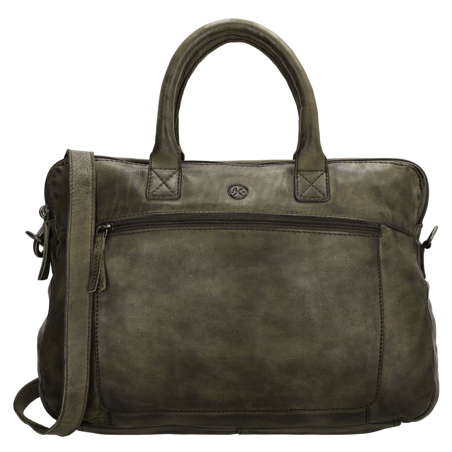 Businesstasche| Messenger Bag 38,5 x 28cm in Olivgrün mit Vortasche