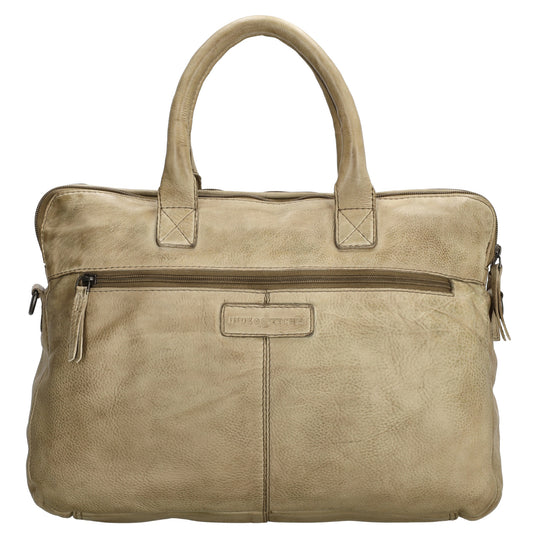 Businesstasche| Messenger Bag 38,5 x 28cm in Sand| Beige mit Vortasche