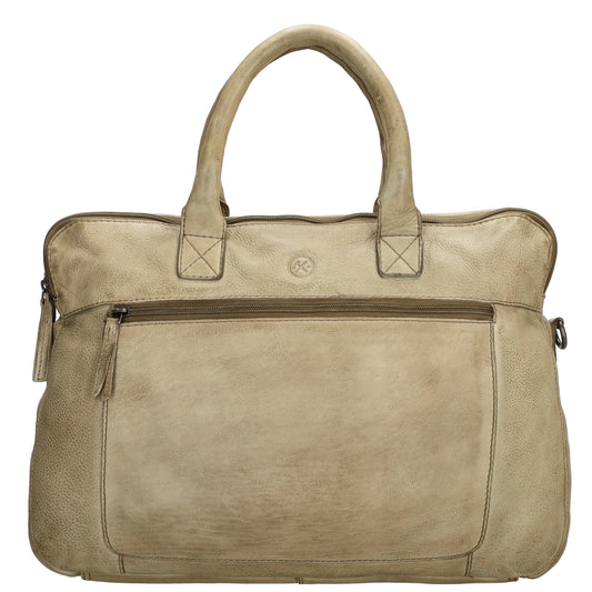 Businesstasche| Messenger Bag 38,5 x 28cm in Sand| Beige mit Vortasche