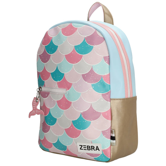 Kinderrucksack 25x36cm mit Flossen-Muster in Blau| Rosa - leder-accessoires.com