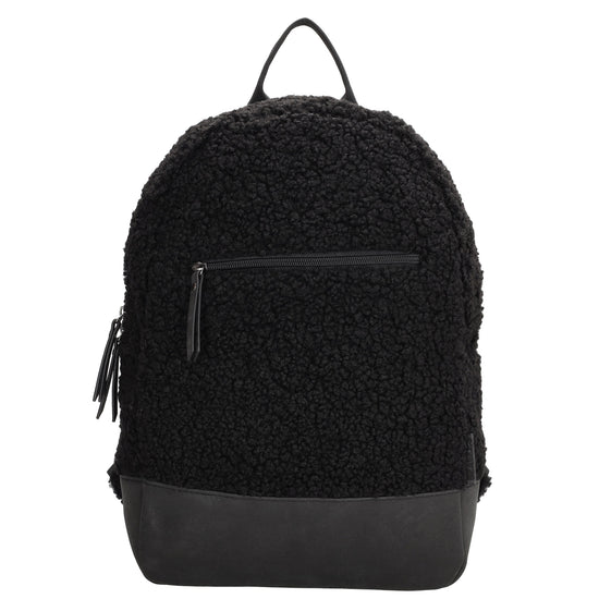 Teddyrucksack 25,5x36cm in Schwarz mit Reißverschluss - leder-accessoires.com