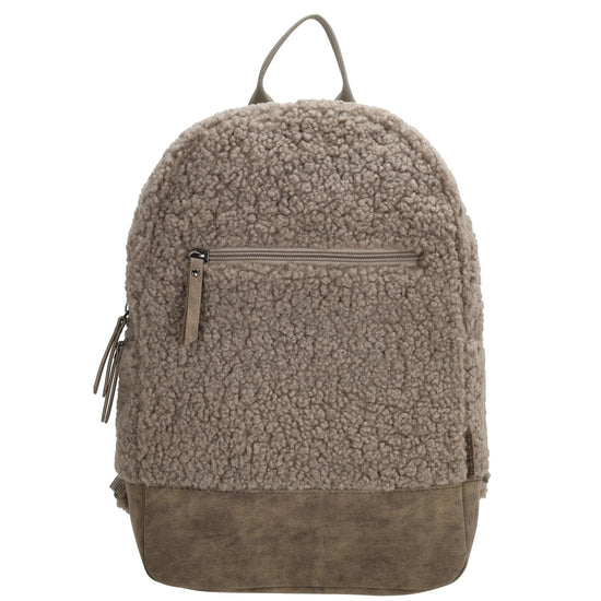 Teddyrucksack 25,5x36cm in Taupe mit Reißverschluss - leder-accessoires.com