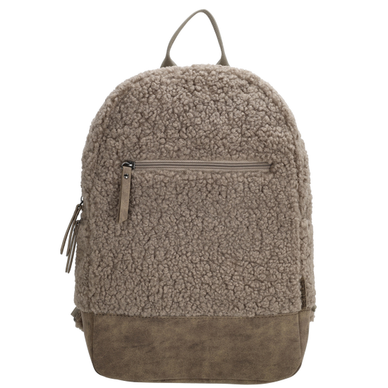 Teddyrucksack 25,5x36cm in Taupe mit Reißverschluss - leder-accessoires.com