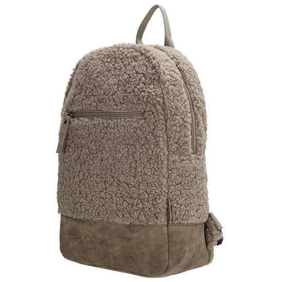 Teddyrucksack 25,5x36cm in Taupe mit Reißverschluss - leder-accessoires.com