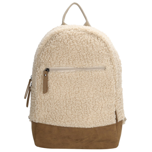 Teddyrucksack 25,5x36cm in Creme|Beige mit Reißverschluss