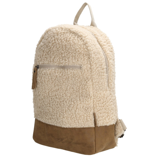 Teddyrucksack 25,5x36cm in Creme|Beige mit Reißverschluss - leder-accessoires.com