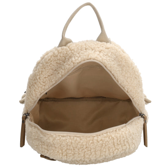 Teddyrucksack 25,5x36cm in Creme|Beige mit Reißverschluss - leder-accessoires.com