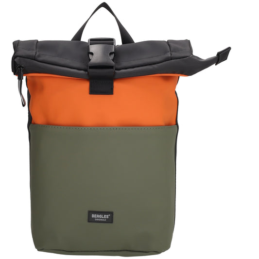 Rolltop-Rucksack 28x42cm in Orange mit Reißverschluss und Steckfach