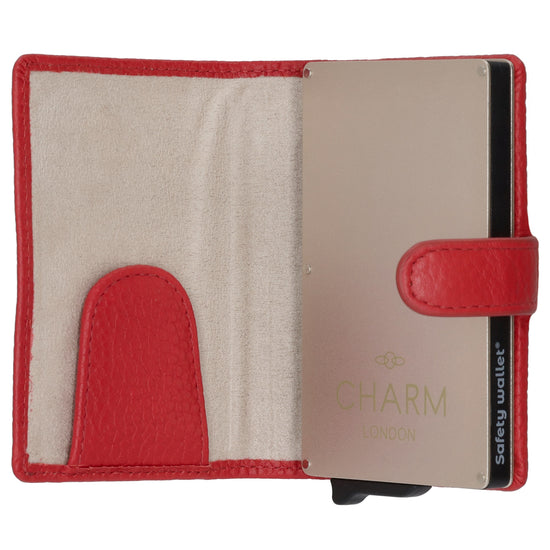 Kartenetui| Safty Wallet 7x10cm in Rot mit Druckknopf - leder-accessoires.com