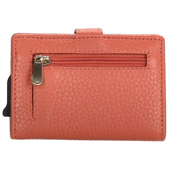 Kartenetui| Safty Wallet 7x10cm in Orange mit Druckknopf - leder-accessoires.com