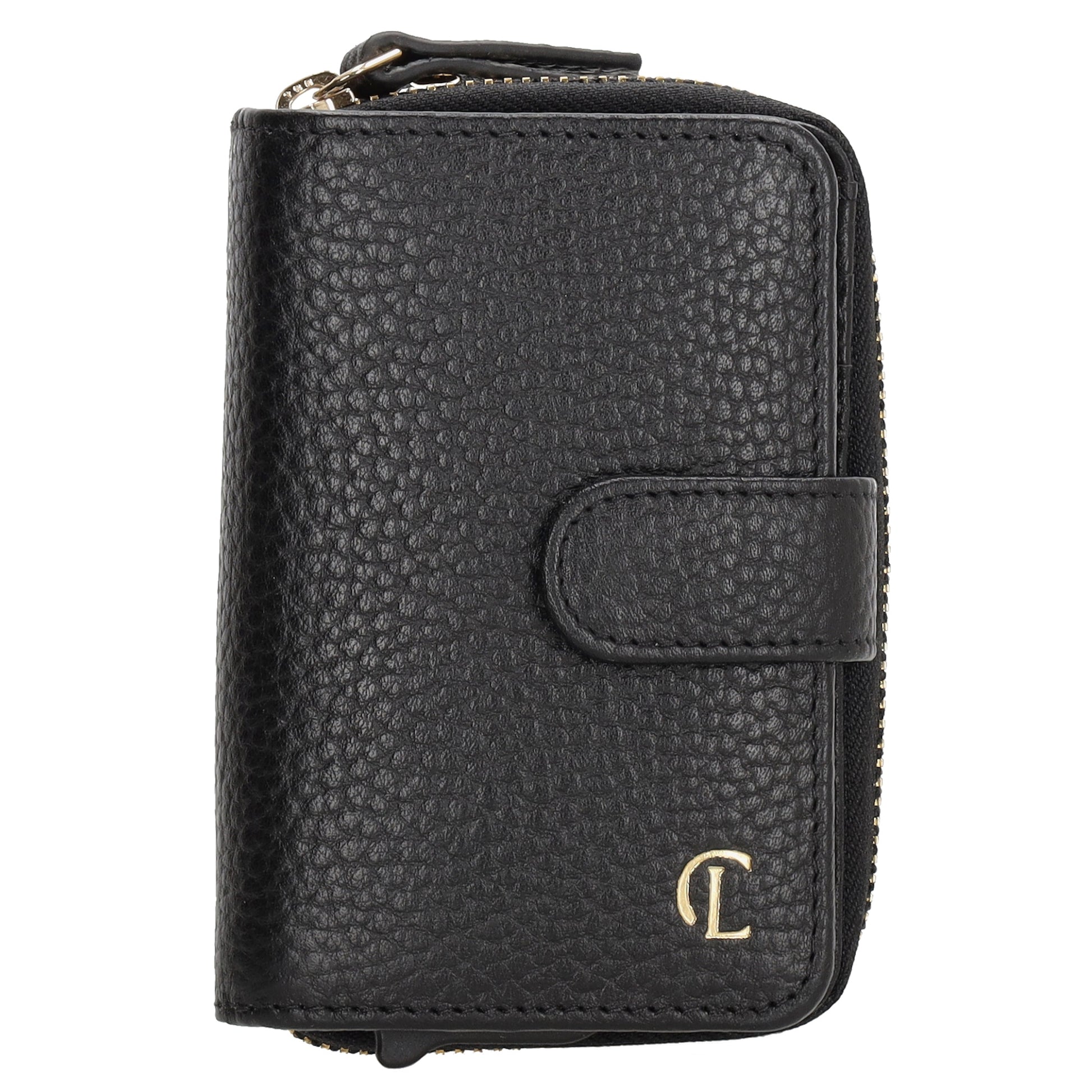 Kartenetui| Safty Wallet 11x7cm in Schwarz und Rundumreißverschluss - leder-accessoires.com