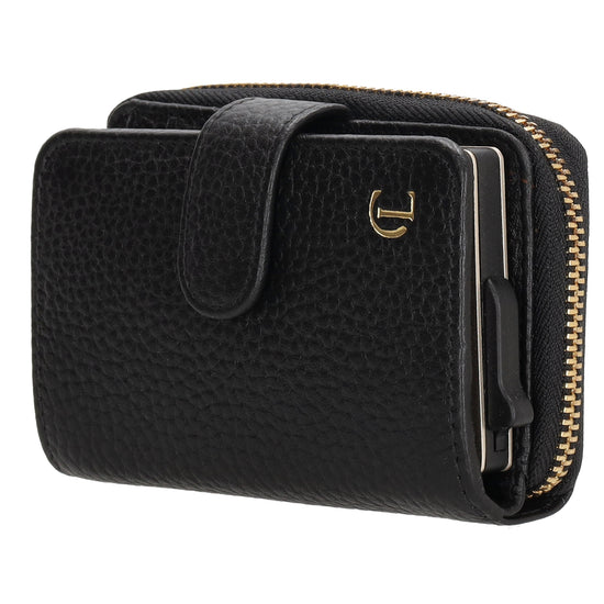 Kartenetui| Safty Wallet 11x7cm in Schwarz und Rundumreißverschluss - leder-accessoires.com