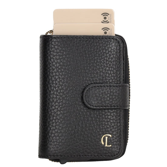 Kartenetui| Safty Wallet 11x7cm in Schwarz und Rundumreißverschluss - leder-accessoires.com