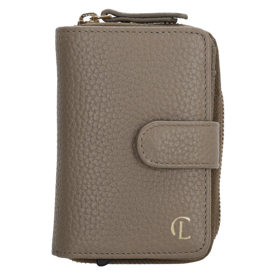 Kartenetui| Safty Wallet 11x7cm in Taupe und Rundumreißverschluss - leder-accessoires.com