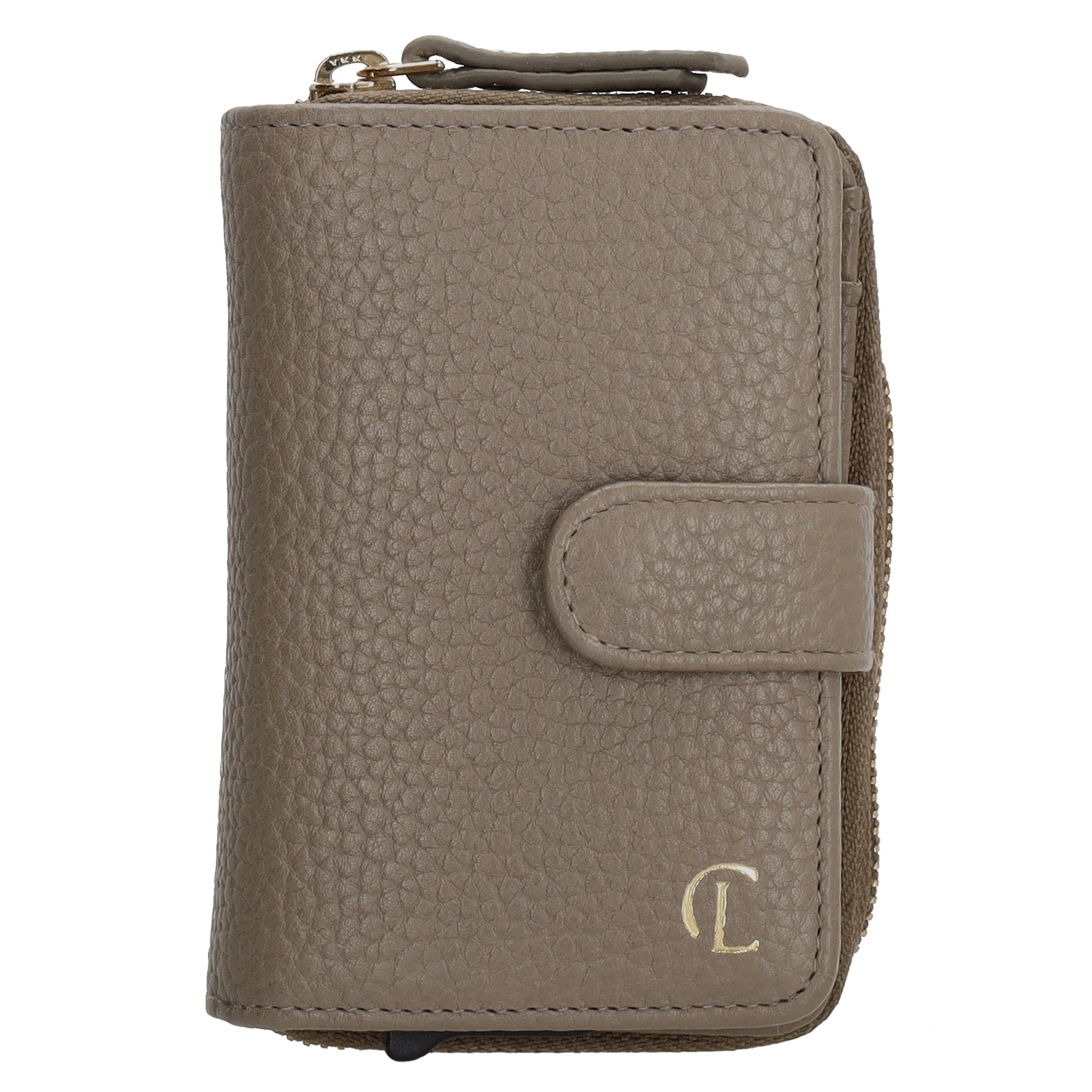 Kartenetui| Safty Wallet 11x7cm in Taupe und Rundumreißverschluss - leder-accessoires.com