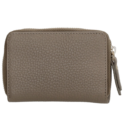 Kartenetui| Safty Wallet 11x7cm in Taupe und Rundumreißverschluss - leder-accessoires.com