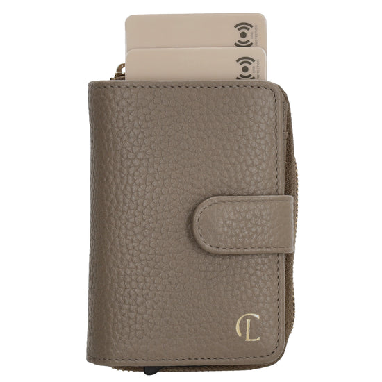 Kartenetui| Safty Wallet 11x7cm in Taupe und Rundumreißverschluss - leder-accessoires.com