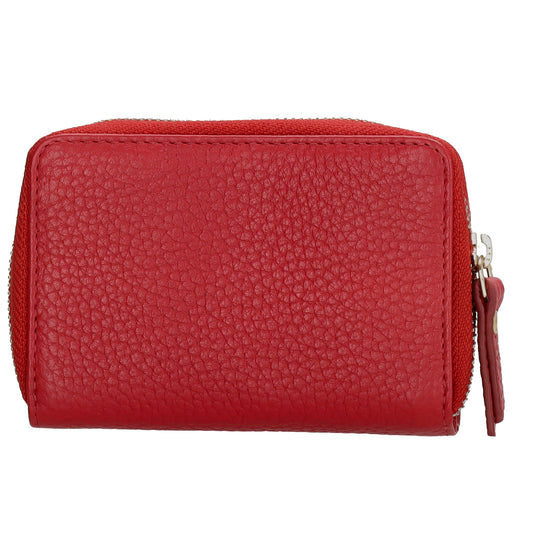 Kartenetui| Safty Wallet 11x7cm in Rot und Rundumreißverschluss - leder-accessoires.com