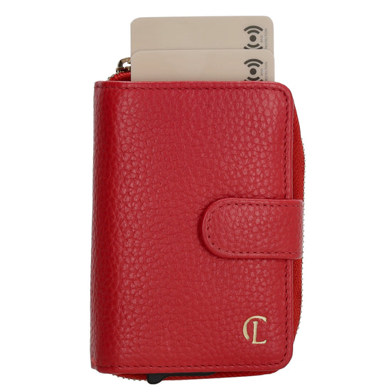 Kartenetui| Safty Wallet 11x7cm in Rot und Rundumreißverschluss - leder-accessoires.com
