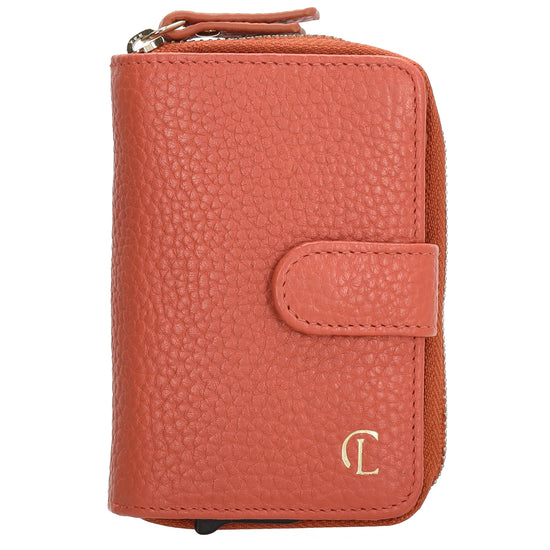 Kartenetui| Safty Wallet 11x7cm in Orange und Rundumreißverschluss - leder-accessoires.com