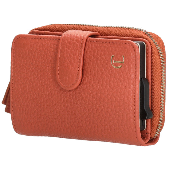 Kartenetui| Safty Wallet 11x7cm in Orange und Rundumreißverschluss - leder-accessoires.com