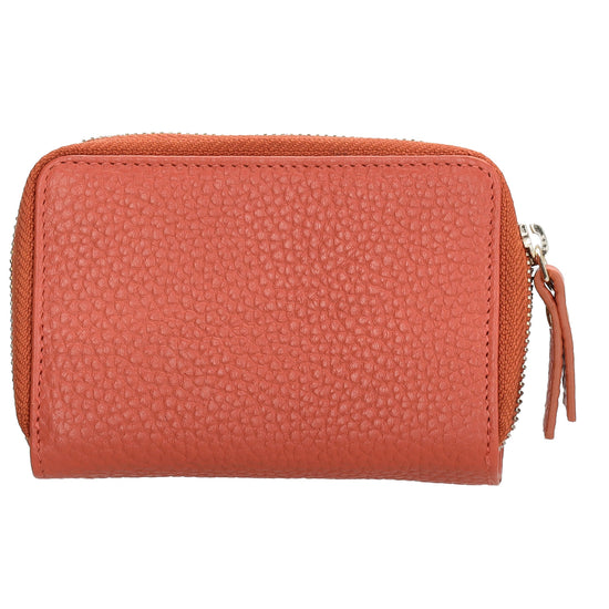 Kartenetui| Safty Wallet 11x7cm in Orange und Rundumreißverschluss - leder-accessoires.com