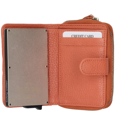 Kartenetui| Safty Wallet 11x7cm in Orange und Rundumreißverschluss