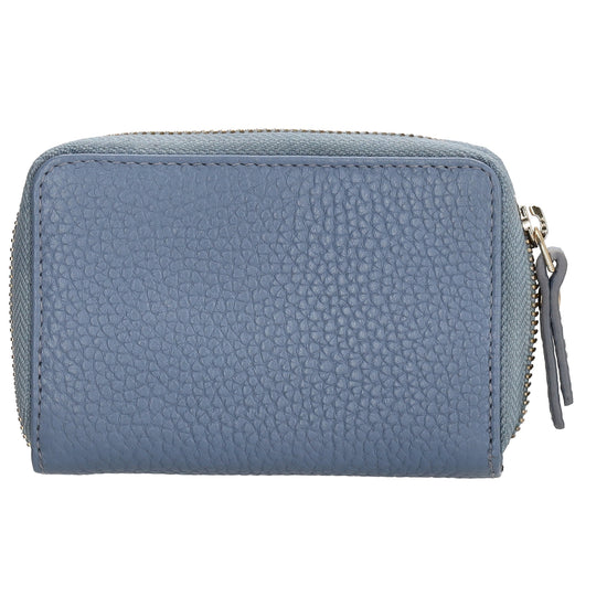 Kartenetui| Safty Wallet 11x7cm in Hellblau und Rundumreißverschluss - leder-accessoires.com