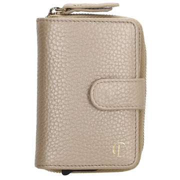 Kartenetui| Safty Wallet 11x7cm in Champagner und Rundumreißverschluss - leder-accessoires.com