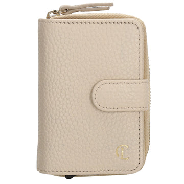 Kartenetui| Safty Wallet 11x7cm in Creme und Rundumreißverschluss - leder-accessoires.com