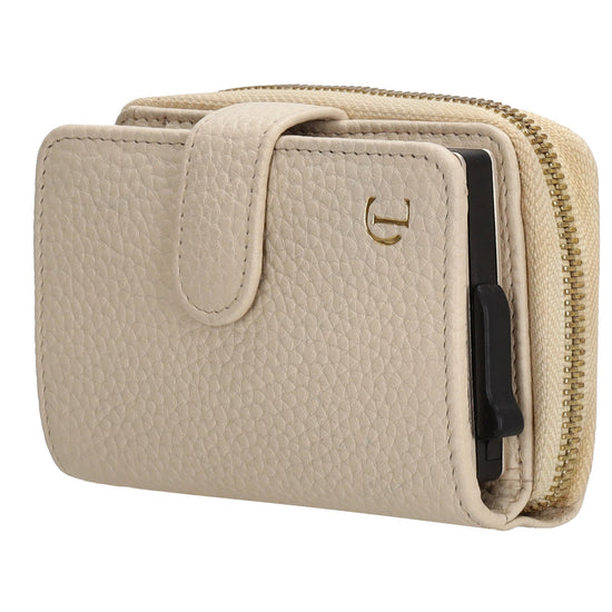 Kartenetui| Safty Wallet 11x7cm in Creme und Rundumreißverschluss - leder-accessoires.com