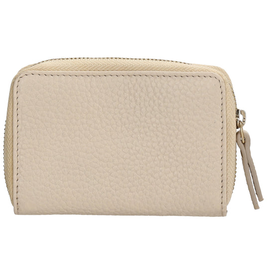 Kartenetui| Safty Wallet 11x7cm in Creme und Rundumreißverschluss - leder-accessoires.com