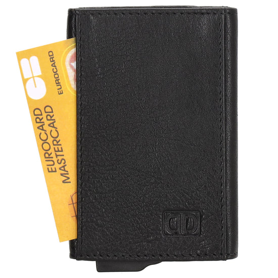 Kartenetui| Safty Wallet 10x7cm in Schwarz mit RFID-Schutz - leder-accessoires.com