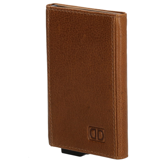 Kartenetui| Safty Wallet 10x7cm in Cognac mit RFID-Schutz - leder-accessoires.com