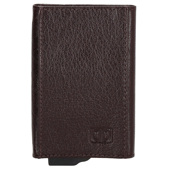 Kartenetui| Safty Wallet 10x7cm in Dunkelbraun mit RFID-Schutz - leder-accessoires.com