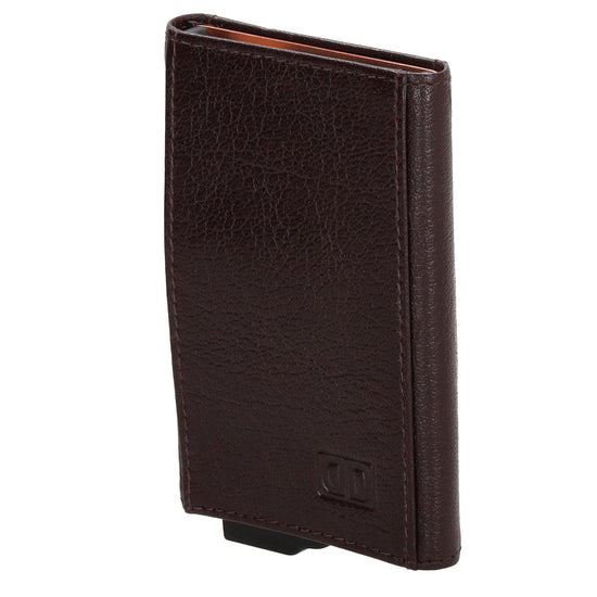 Kartenetui| Safty Wallet 10x7cm in Dunkelbraun mit RFID-Schutz - leder-accessoires.com