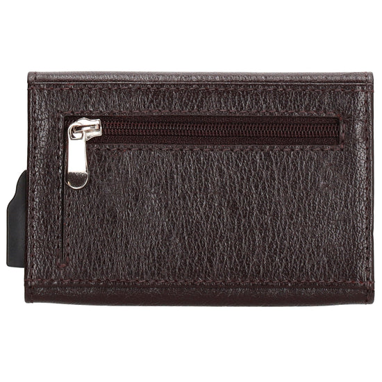 Kartenetui| Safty Wallet 10x7cm in Dunkelbraun mit RFID-Schutz - leder-accessoires.com