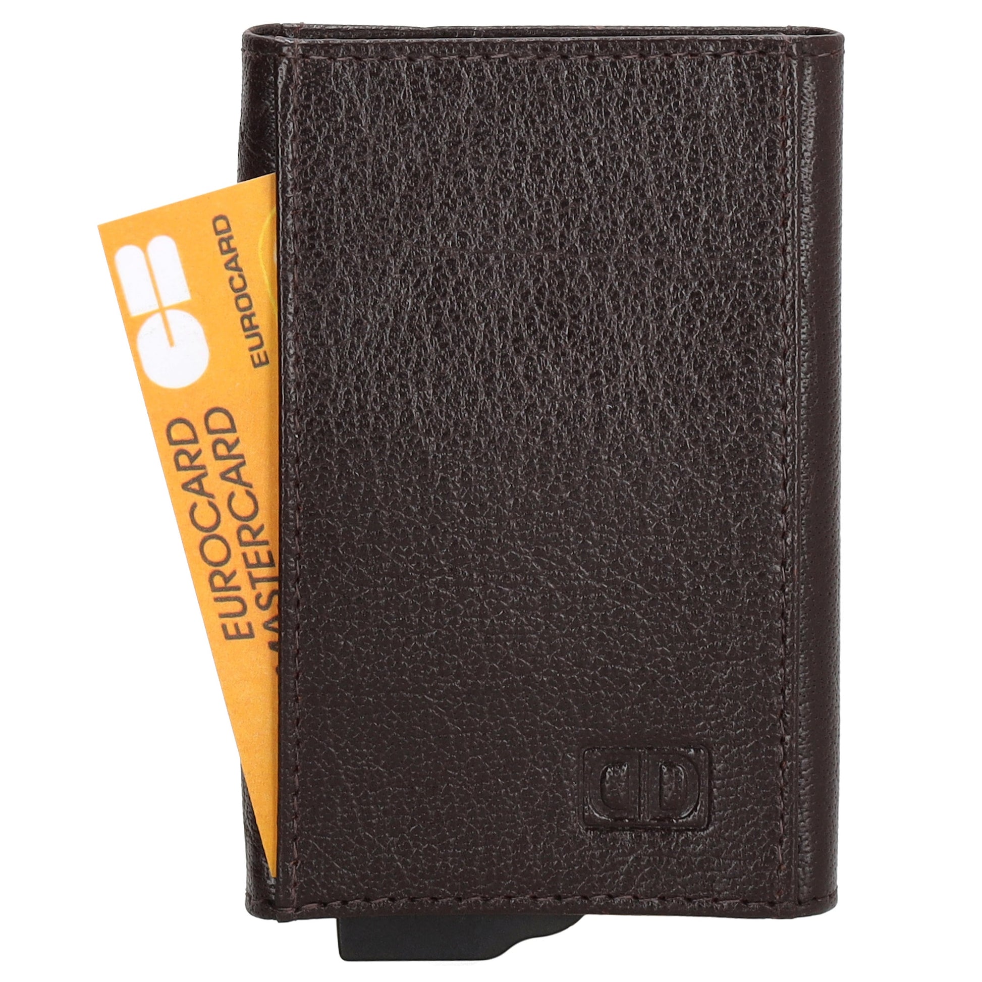 Kartenetui| Safty Wallet 10x7cm in Dunkelbraun mit RFID-Schutz - leder-accessoires.com