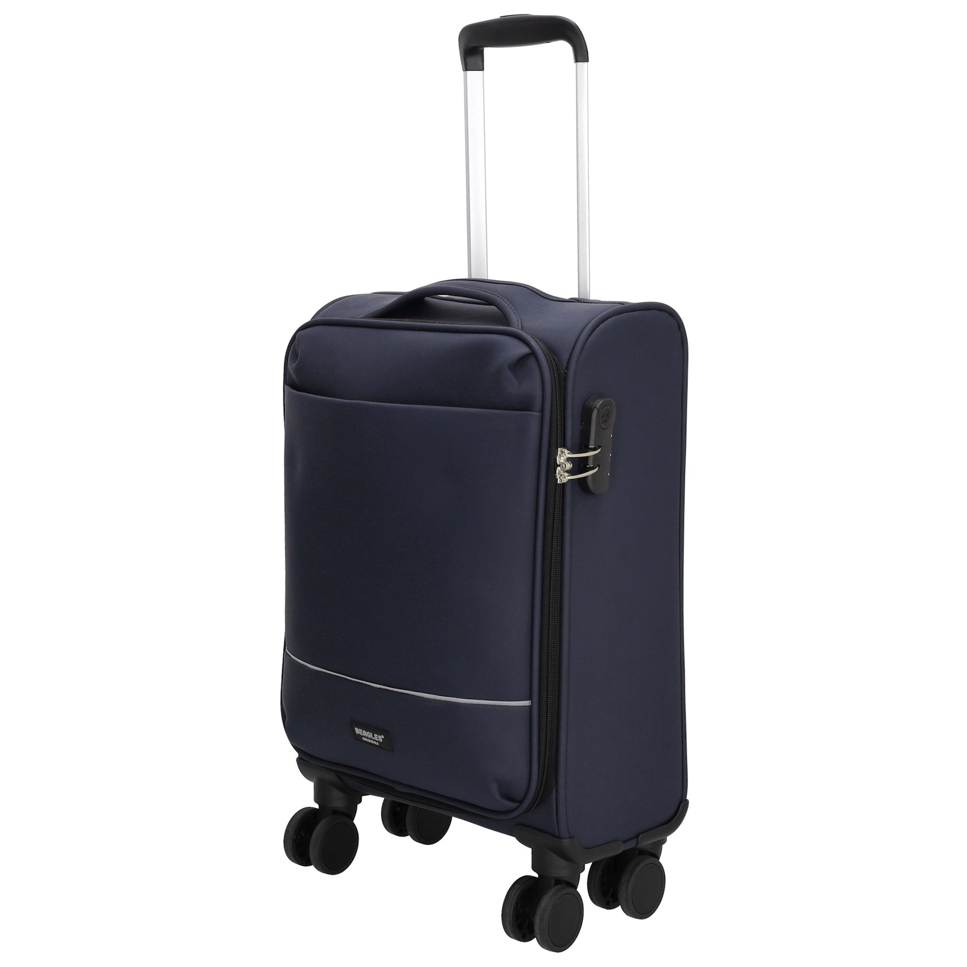 Reisetrolley|Handgepäck in Blau|Marine mit 4-Rad aus Kunstleder - leder-accessoires.com